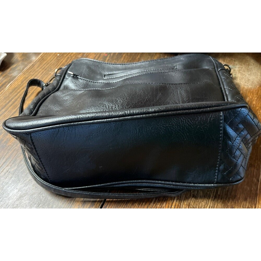 Sam & Hadley Black Leather Zippered Purse Shoulder Bag - Picture 6 of 11
